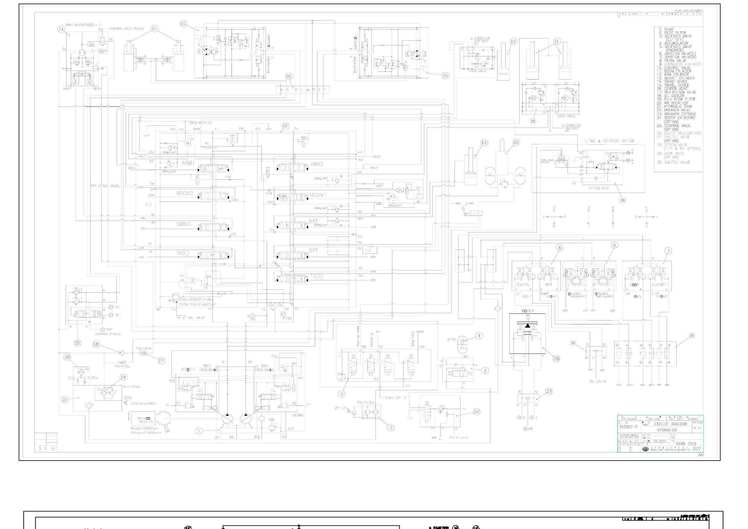 S155V Hydraulic Circuit Diagram Schematic Daewoo Doosan